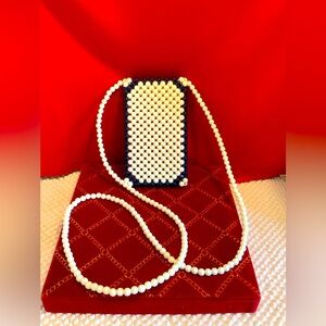 Elegant White Beaded Clutch